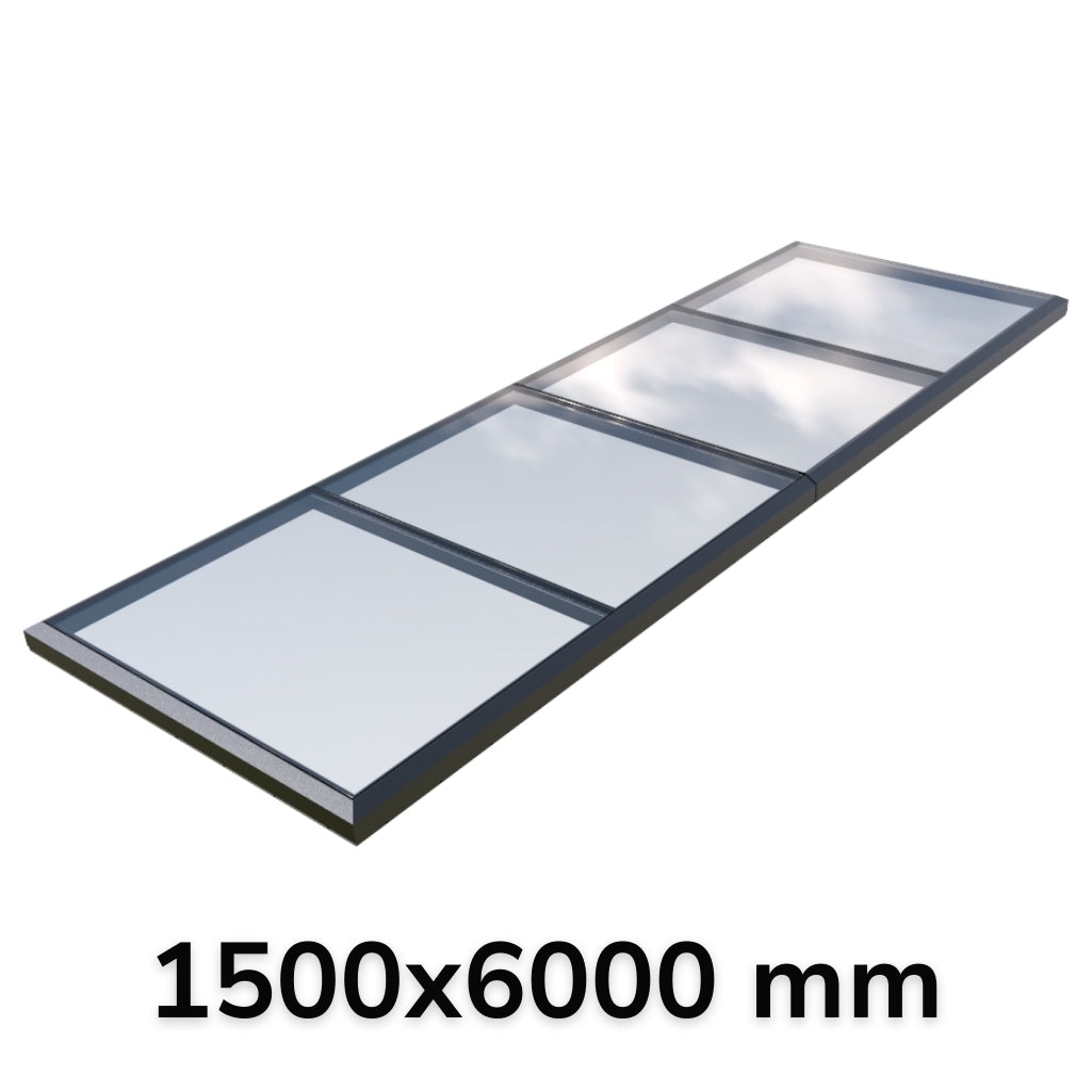 1500 x 6000 mm Fixed Glass Link Modular Skylight (2 Fixed 0 Opening)
