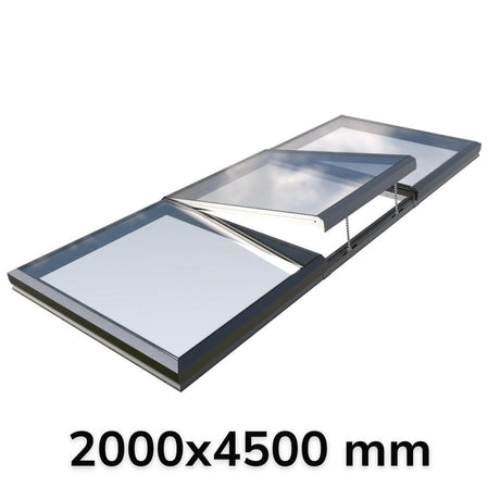 2000 x 4500 mm Electric Opening Glass Link Modular Skylight (2 Fixed 1 Opening).