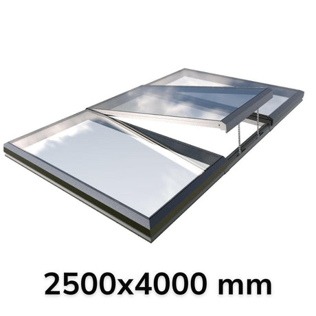 2500 x 4000 mm Electric Opening Glass Link Modular Skylight (2 Fixed 1 Opening).