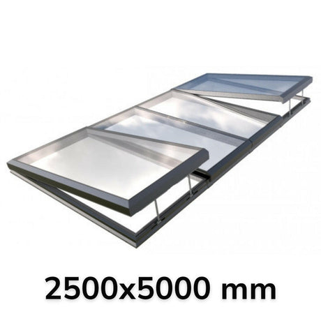 2500 x 5000 mm Electric Opening Glass Link Modular Skylight (2 Fixed 2 Opening).
