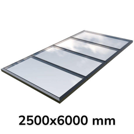 2500 x 6000 mm Fixed Glass Link Modular Skylight (4 Fixed 0 Opening).