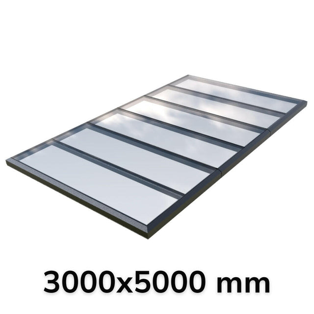 3000 x 5000 mm Fixed Glass Link Modular Skylight (3 Fixed 0 Opening).