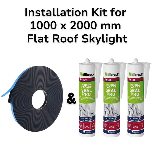 1000 x 2000 mm Flat Roof Skylight Installation Kit.
