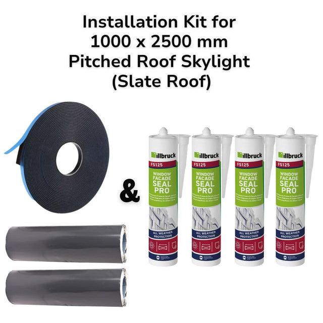 1000 x 2500 mm Pitched Roof Skylight (Slate Roof) Installation Kit.