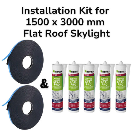 1500 x 3000 mm Flat Roof Skylight Installation Kit.