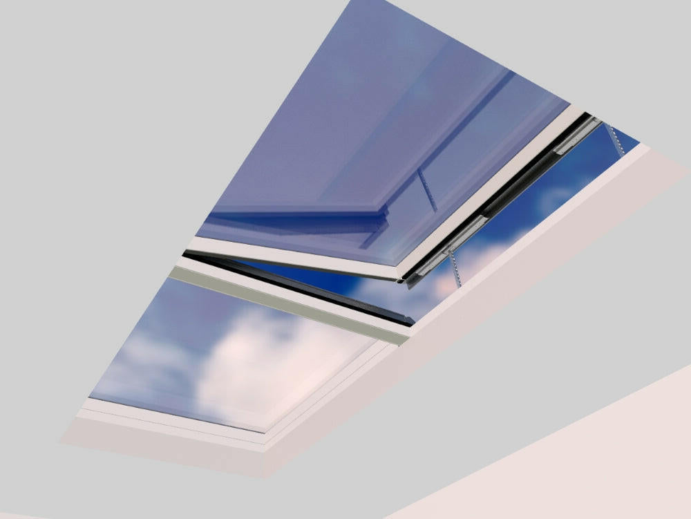 1500 x 3500 mm Electric Opening Glass Link Modular Skylight (1 Fixed 1 Opening).