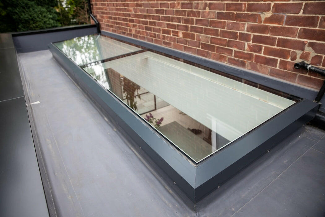 1000 x 6000 mm Electric Opening Glass Link Modular Skylight (1 Fixed 1 Opening).