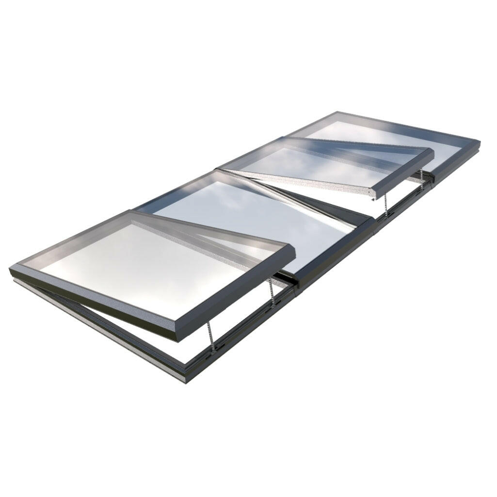 2500 x 5500 mm Electric Opening Glass Link Modular Skylight (2 Fixed 2 Opening).
