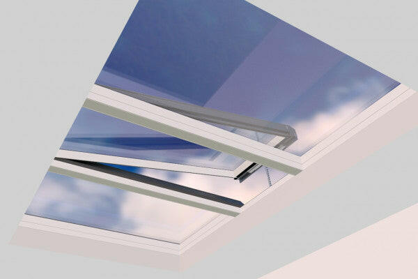 2000 x 3500 mm Electric Opening Glass Link Modular Skylight (2 Fixed 1 Opening).