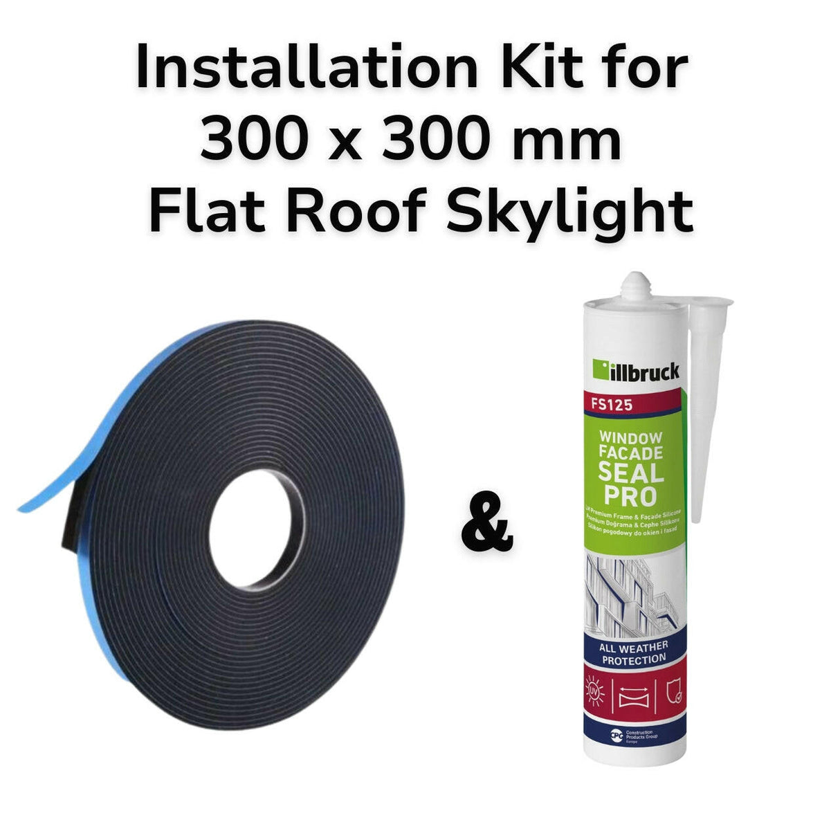 300 x 300 mm Flat Roof Skylight Installation Kit.