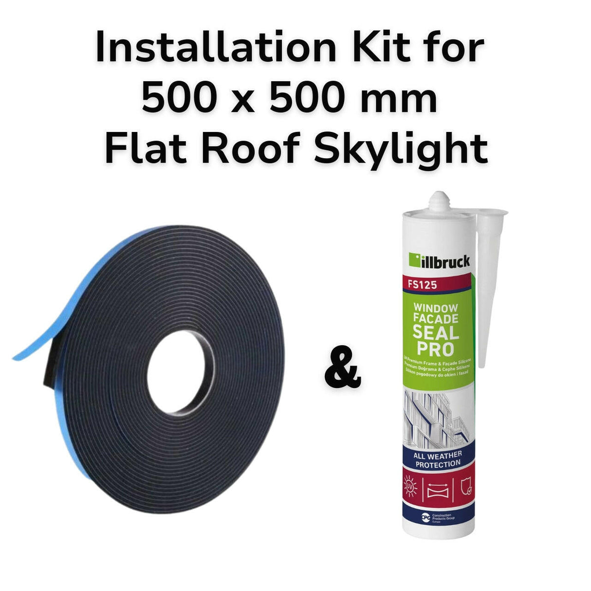 500 x 500 mm Flat Roof Skylight Installation Kit.