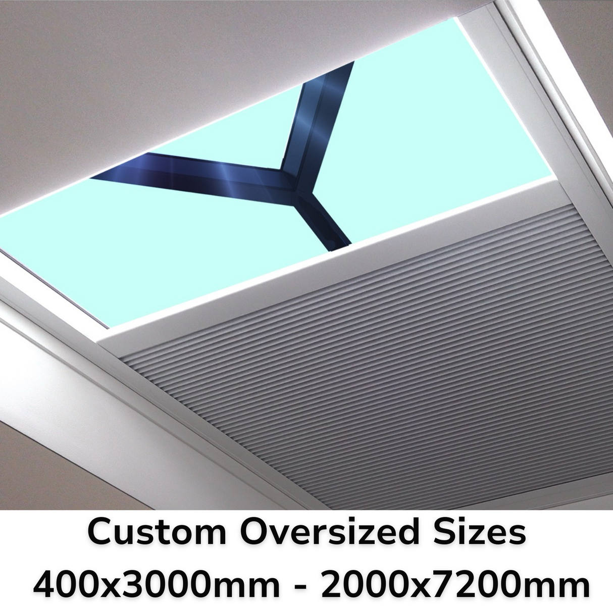 Custom Oversized Dual Motor Electric Blinds for Roof Lanterns.