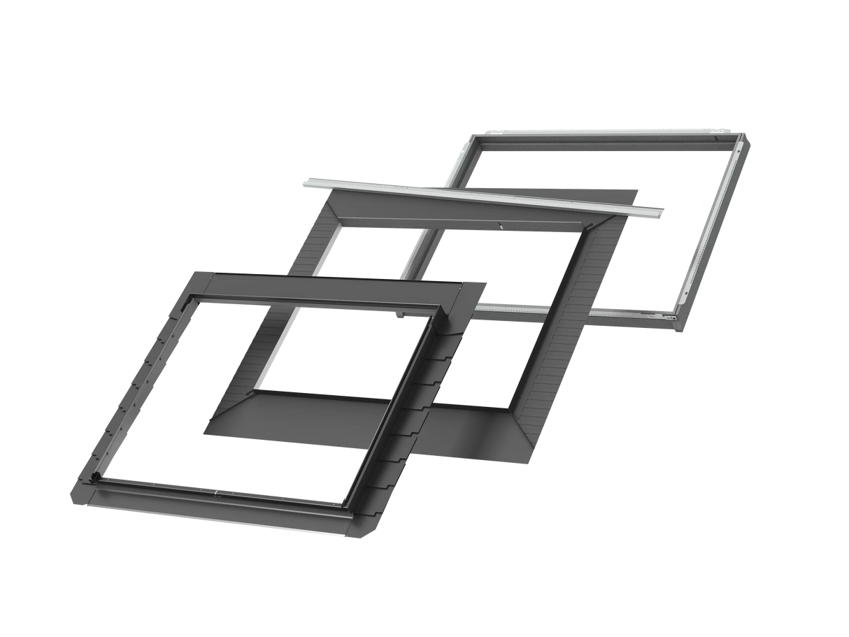 155x118 cm VELUX Pro+ EDLS FPK06 2000 Scossalina in ardesia con isolamento | Finitura in alluminio grigio