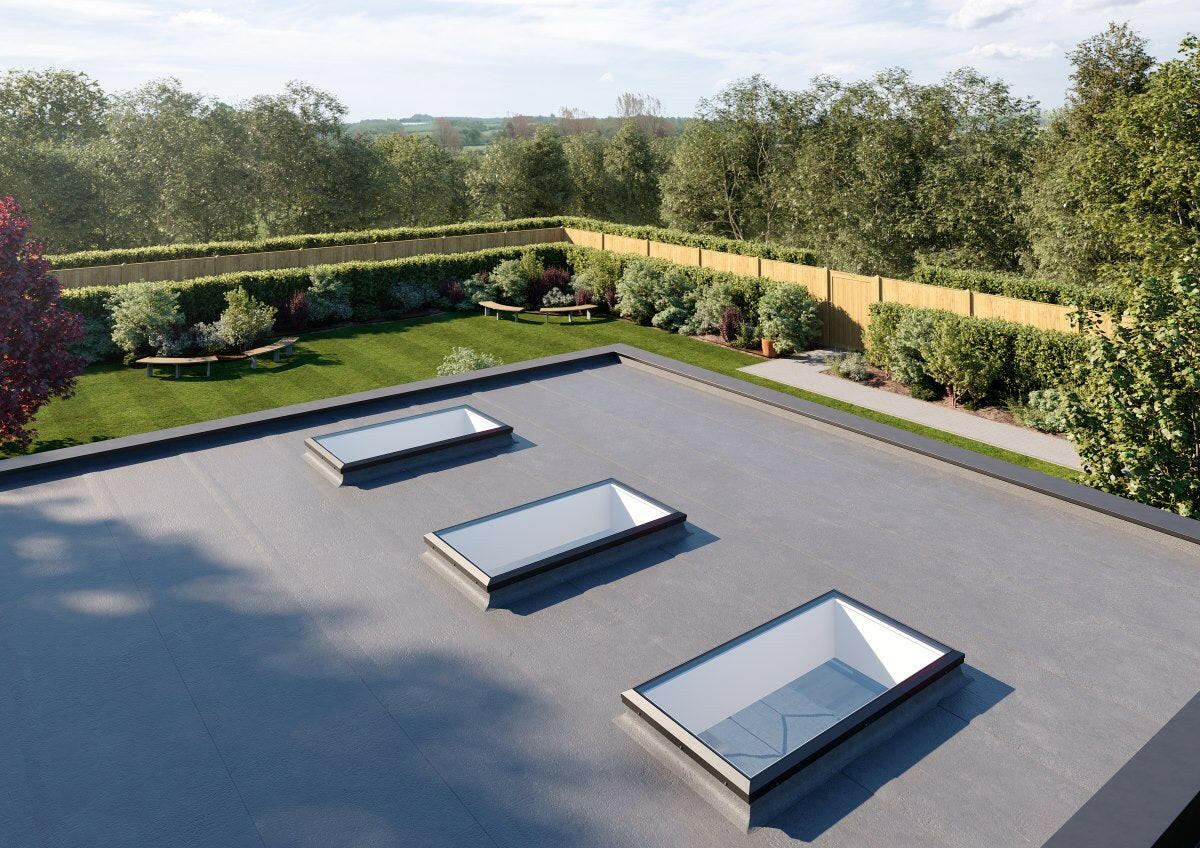 1000 x 1000 mm Brett Martin Electric Opening Flat Roof Skylight.