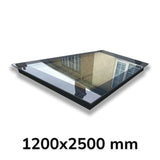 1200 x 2500 mm LD Lucernario a triplo vetro senza telaio per tetti piani.