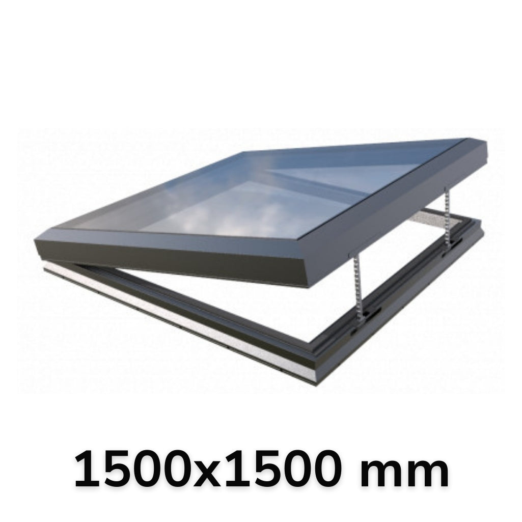 1500 x 1500 mm Lucernario elettrico apribile in vetro (gamma Premium)