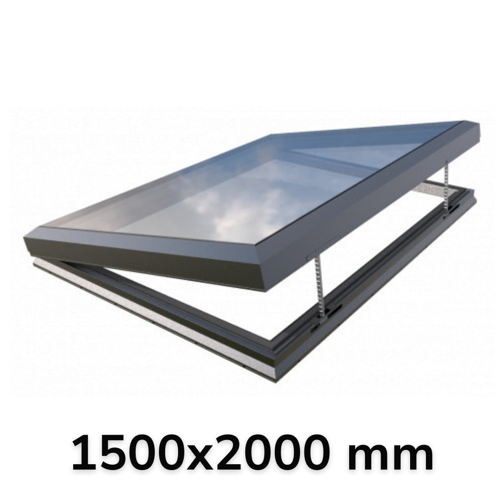 1500 x 2000 mm Lucernario elettrico apribile in vetro (gamma Premium)