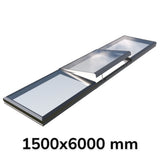 1500 x 6000 mm Electric Opening Glass Link Modular Skylight (2 Fixed 1 Opening)