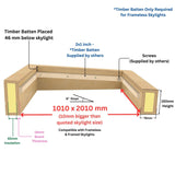 1000 x 2000 mm Insulated Upstand for Flat Roof Skylight.