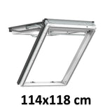 114x118 cm VELUX GPU SK06 0067 Finestra manuale ad apertura superiore | Poliuretano bianco senza manutenzione | Triplo vetro.