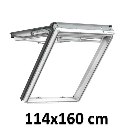 114x160 cm VELUX GPU SK10 0070 Finestra ad anta superiore manuale | Poliuretano bianco senza manutenzione | Doppio vetro.