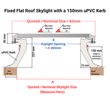 1000 x 1000 mm Brett Martin Fixed Flat Roof Skylight.