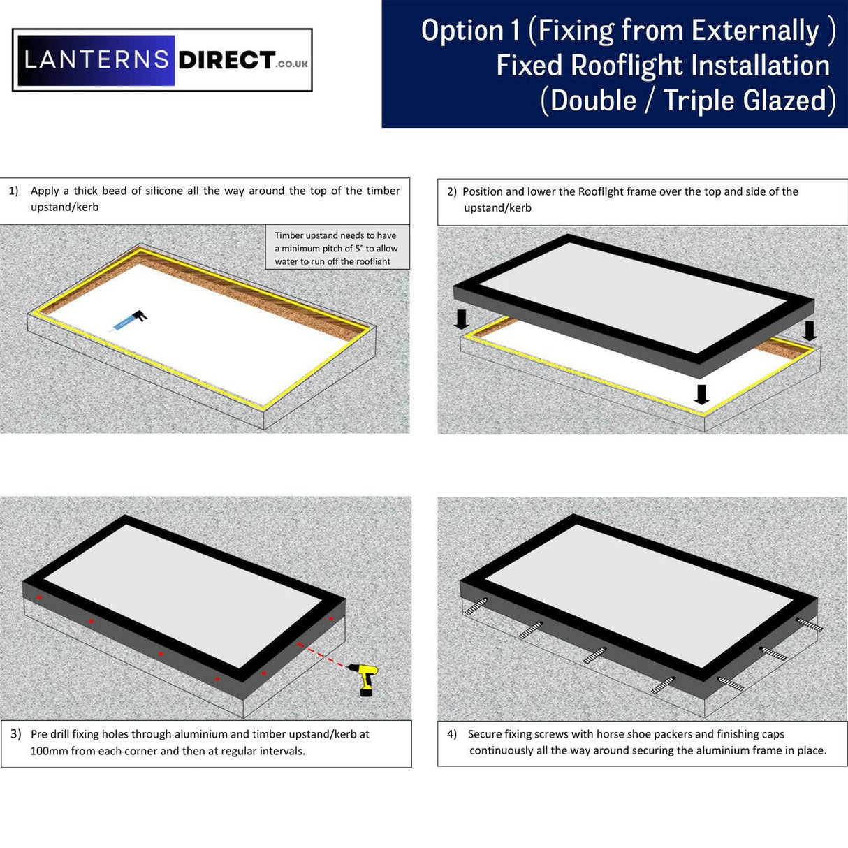 400 x 1500 mm LD Framed Flat Roof Skylight.