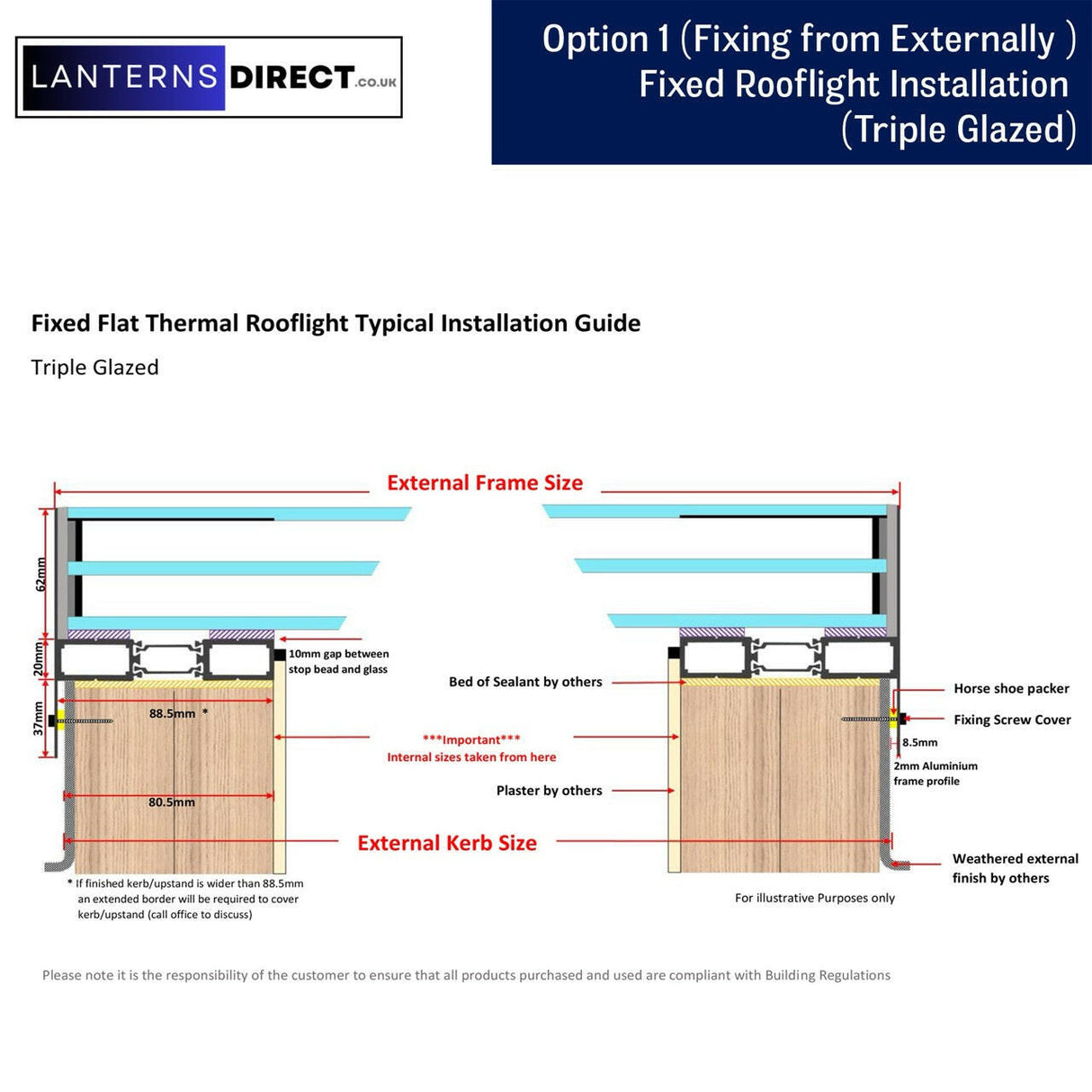 400 x 3000 mm LD Framed Flat Roof Skylight.