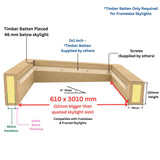 600 x 3000 mm Insulated Upstand for Flat Roof Skylight.