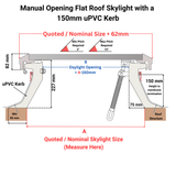 1000 x 1000 mm Brett Martin Manual Opening Flat Roof Skylight.