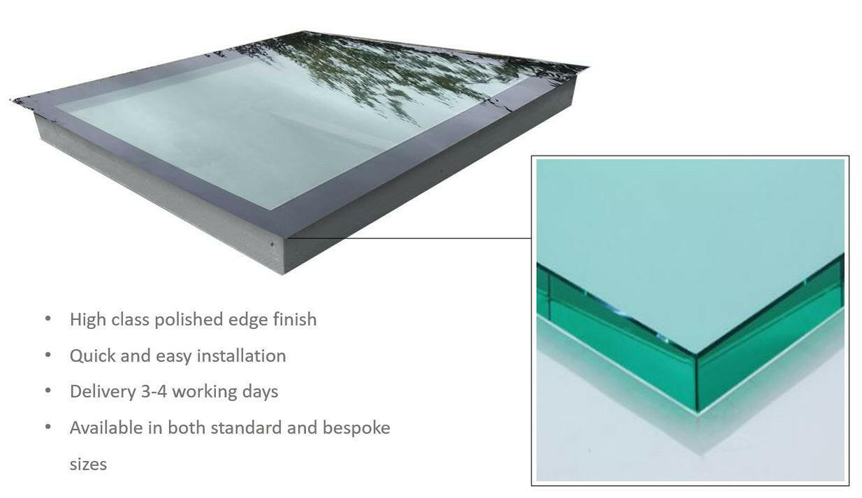 800 x 1500 mm LD Frameless Triple Glazed Flat Roof Skylight.